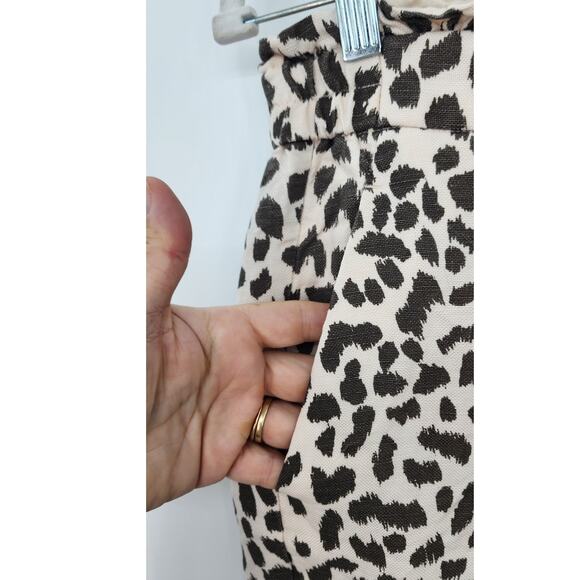 J. Crew Linen Blend Animal Print Leopard Cheeta Cropped Pants Size 6 Linen Blend - Picture 6 of 9
